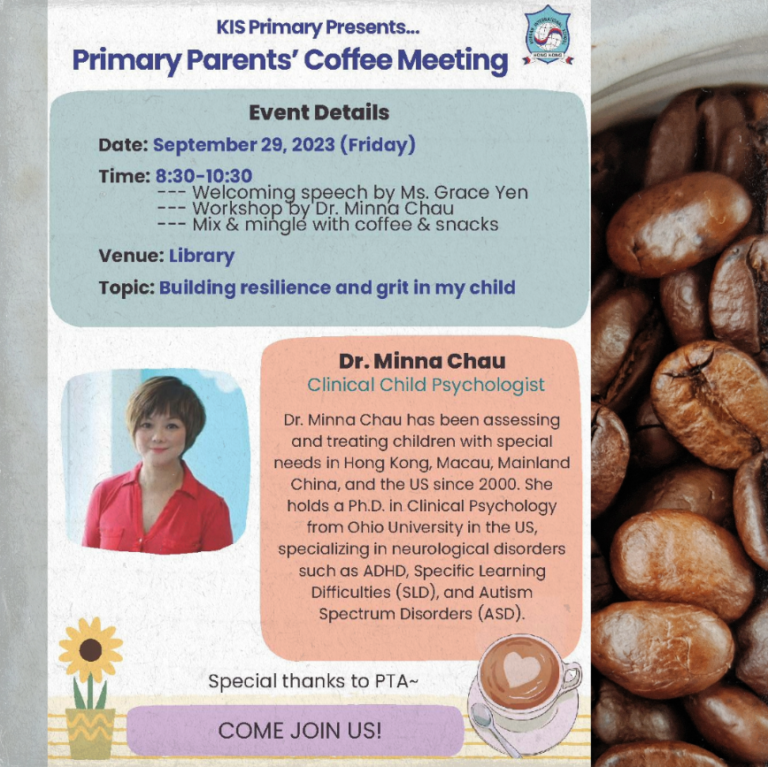 Primary Parents’ Coffee Morning – Fri 29 Sep